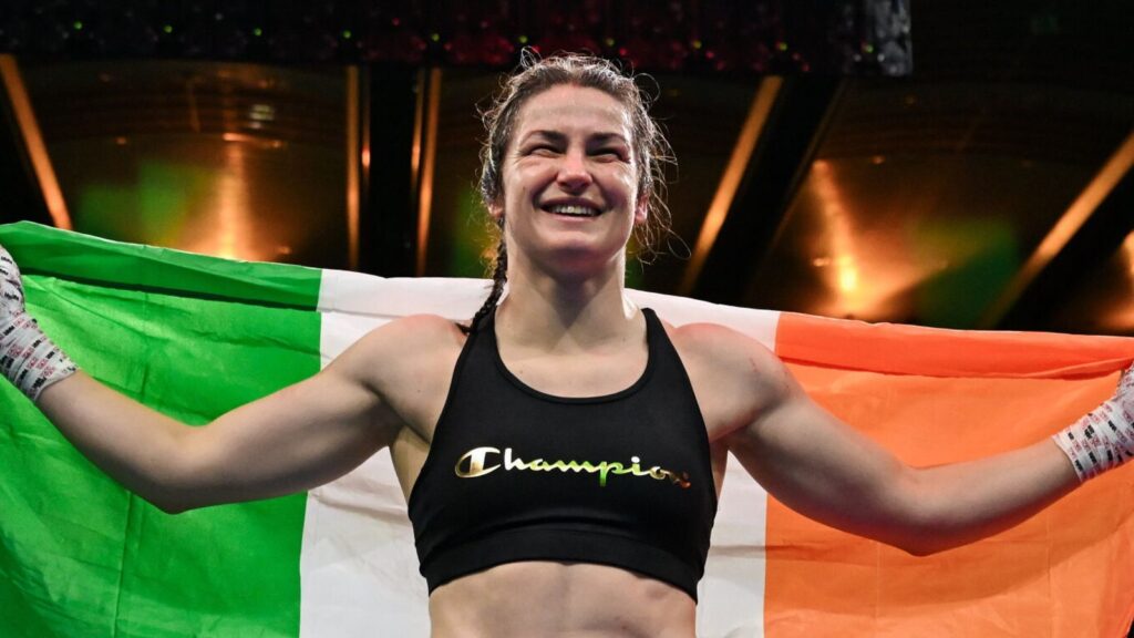 Katie Taylor celebrates her win over Flora Pili at Croke Park