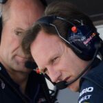 Adrian Newey and Christian Horner on the Red Bull pit wall in 2014